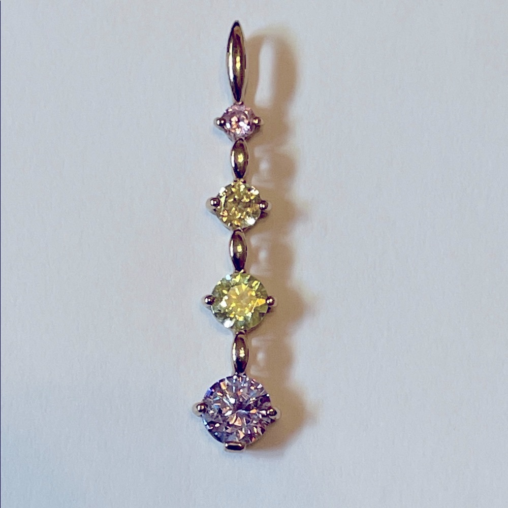 Gold Vermeil Multi colored CZ Pendant EUC